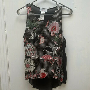Christina Gavioli racerback  tank top floral houndstooth printed blouse shirt